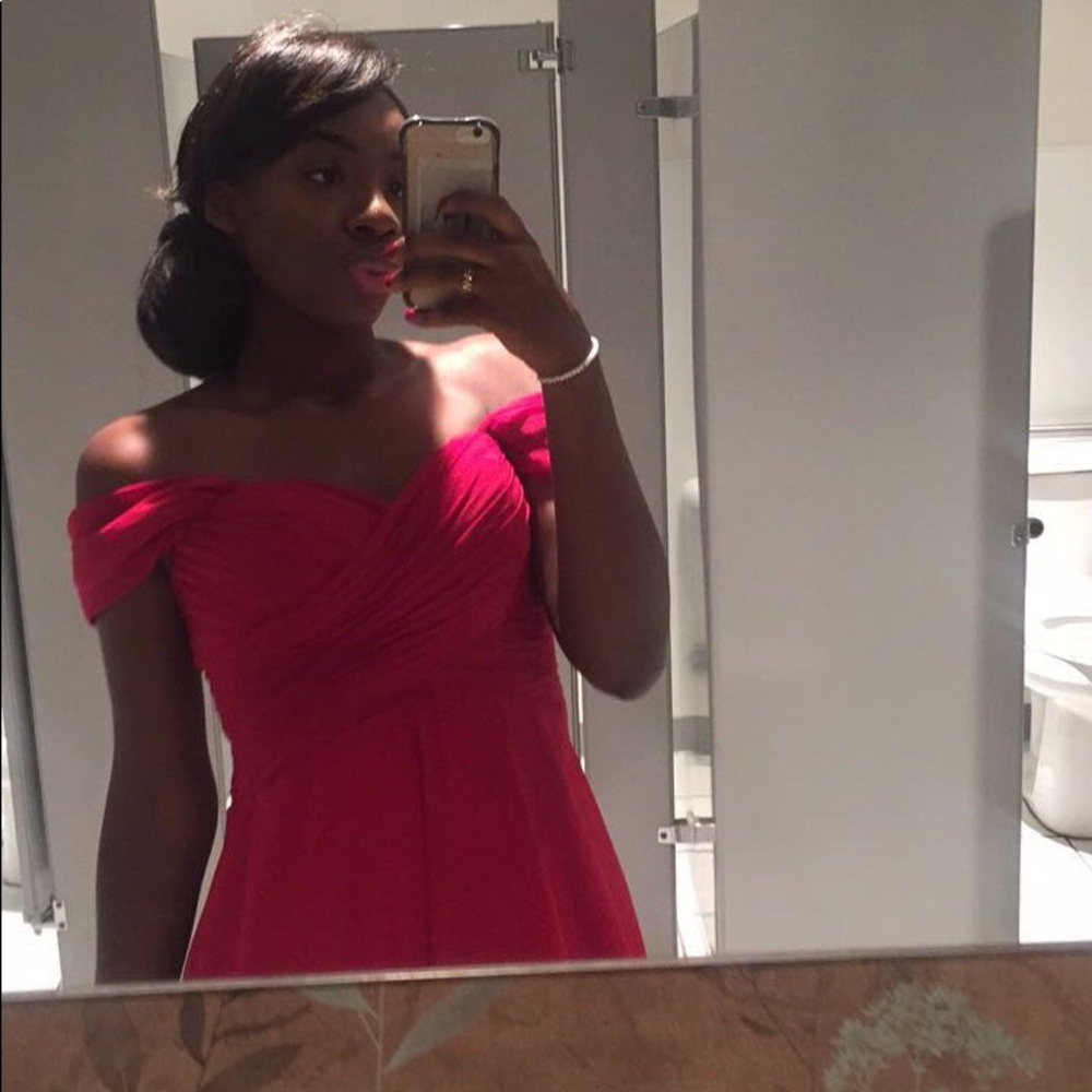 a red dazzling bridesmaid dress